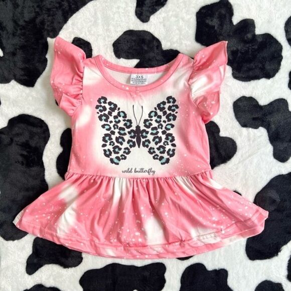Butterfly Pink Leopard Bell Bottom Set 3XS (6-12 months) - Picture 3 of 10